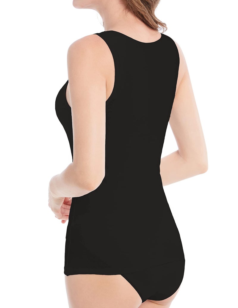 Comfneat Women's Basic Tanks Comfy Top (Black 4-Pack, XL) - Image 3
